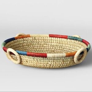 NWT threshold all about Africa woven bowl wicker natural hue multicolored